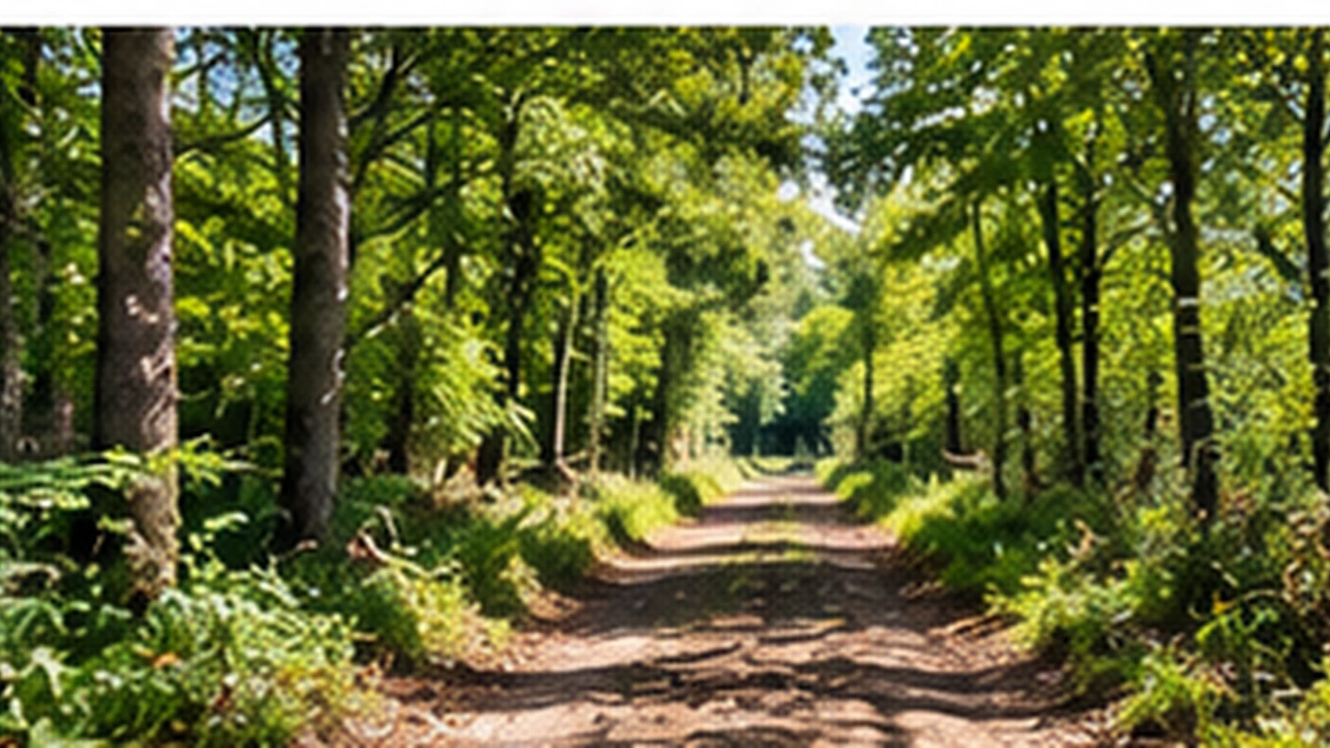 A cut access lane running through wooded ground